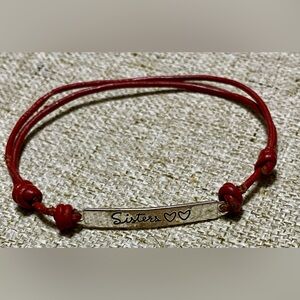 ❣️925 LA Red and Silver 'Sisters' Leather Bracelet❣️